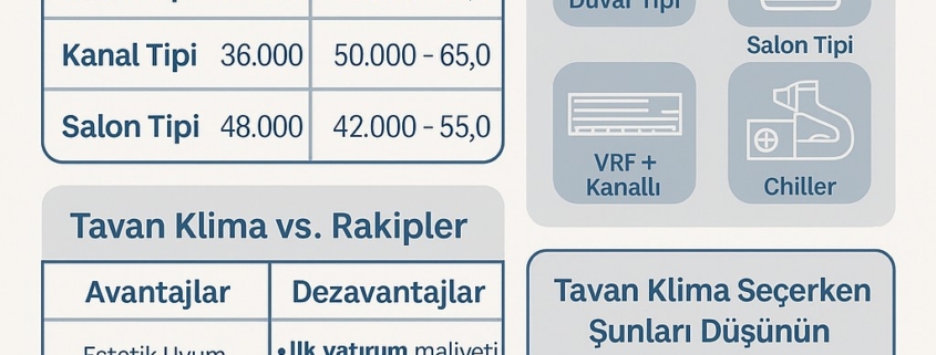 Tavan Klima Fiyatları ve Rakipleri