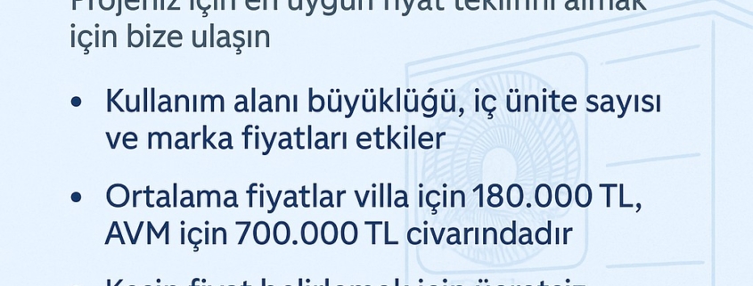 vrf klima sistem fiyatları